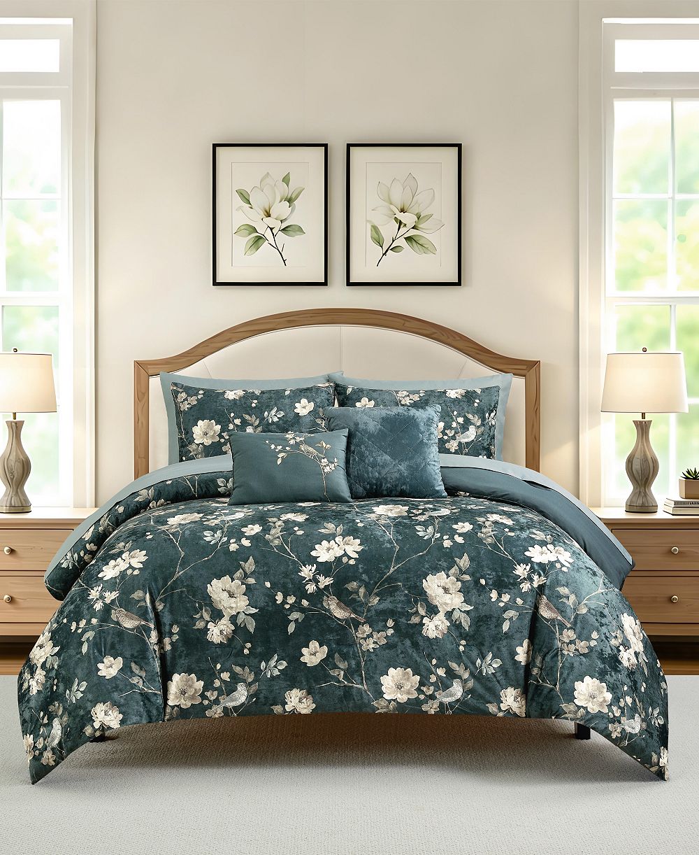 Macy's Midnight Floral 9-Piece Comforter Set, Full