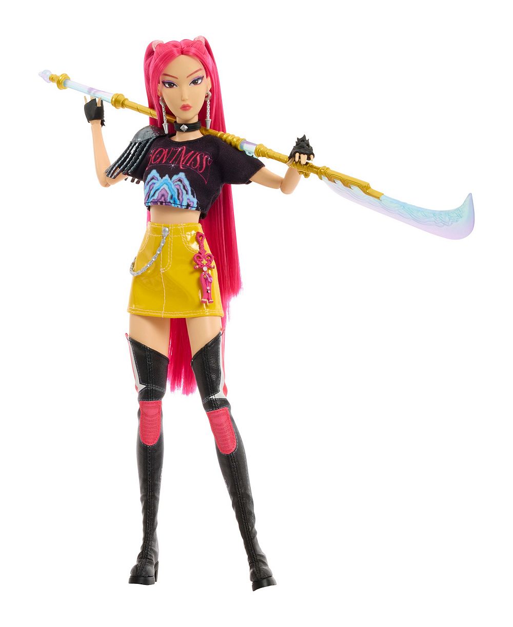 Kpop Demon Hunters HUNTRX Mira 12.75" Fashion Doll with 11 Posable Joints and Curved Moon Sword, Ages 4+