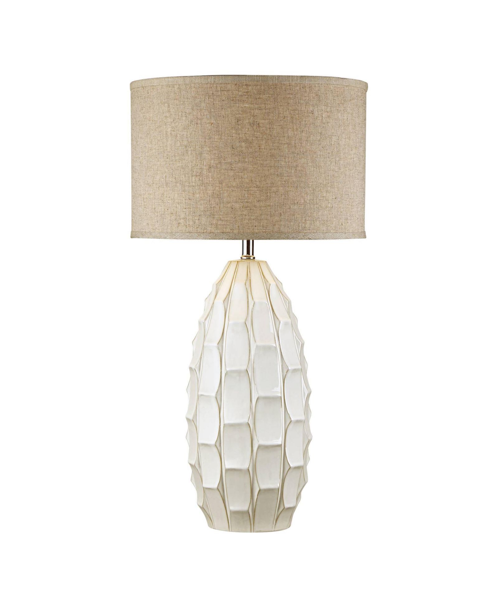 Possini Euro Design Cosgrove Modern Mid Century Table Lamp 32 3/4" Tall Glazed Ceramic with Table Top Dimmer Fabric Drum Shade for Bedroom