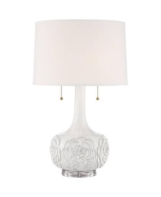 Настольная лампа Possini Euro Design Country Cottage с USB-портом, 27" высокая, с цветочным керамическим абажуром для гостиной и спальни