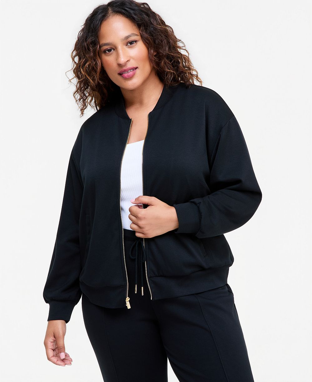 I.N.C. International Concepts Plus Size Zip-Up Ribbed-Cuff Bomber Jacket, Macy's Exclusive