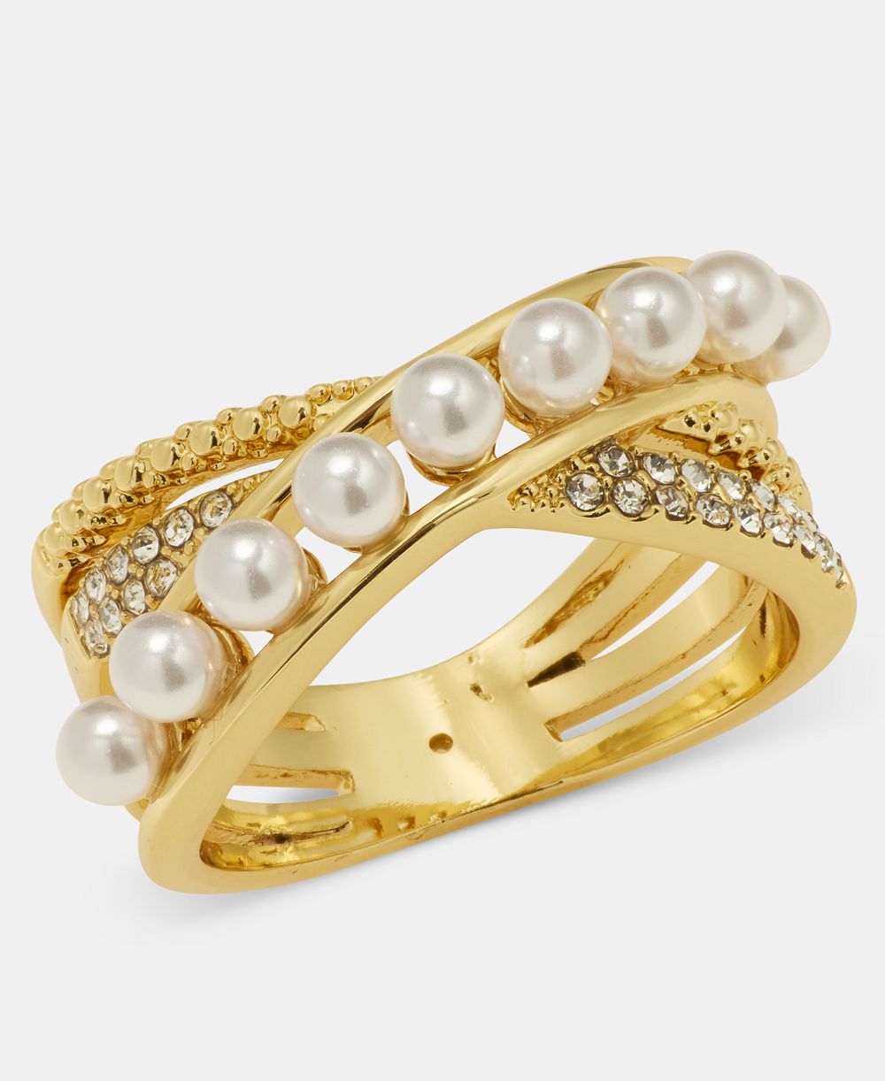 Кольцо Charter Club Glass Pearl and Crystal Pave