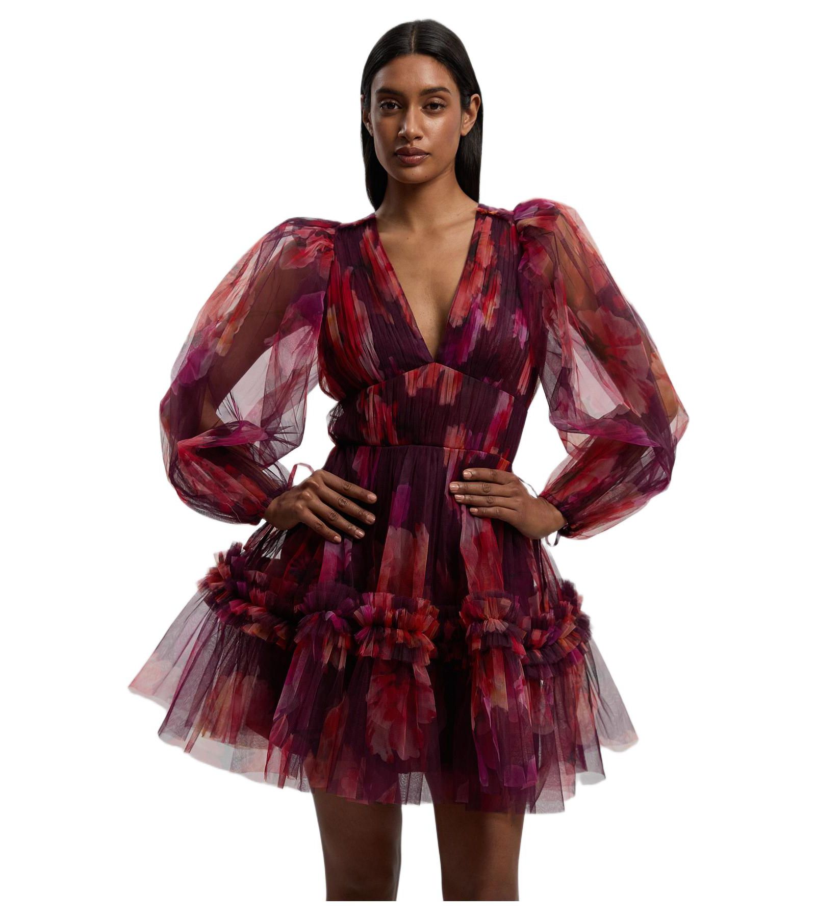 Женское мини-платье Karen Millen с рукавами-баллонами из тюля