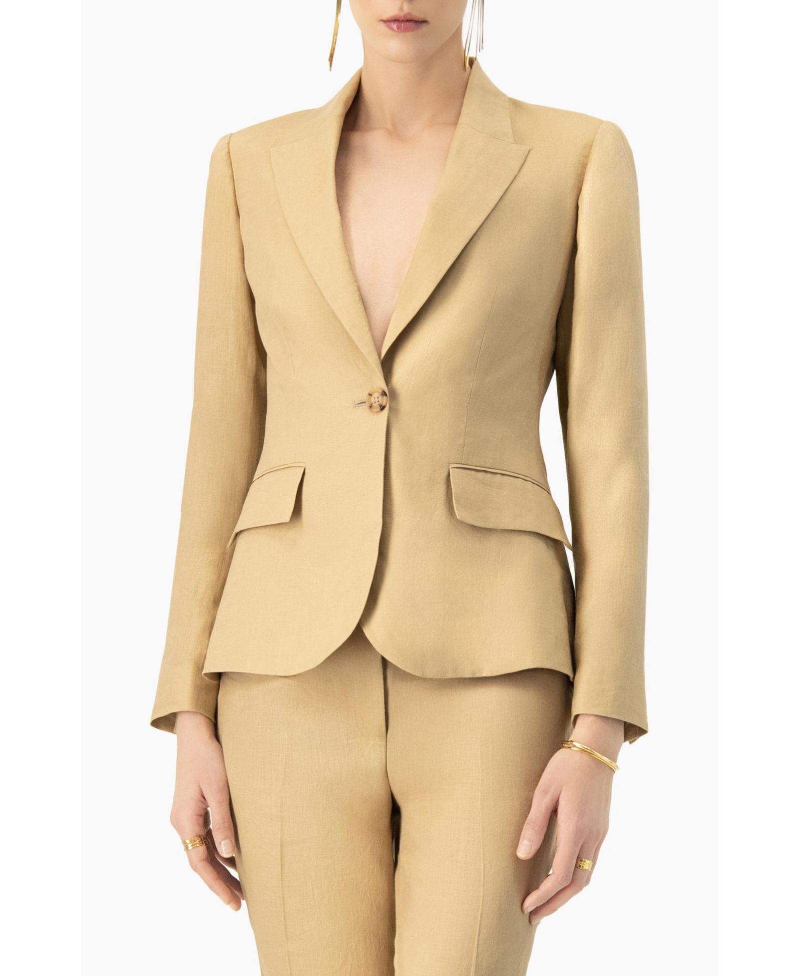 Ivonne Women's Single-Button Tailored Linen Blazer