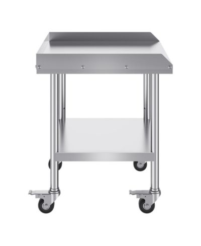SUGIFT Stainless Steel Work Table 24x28x30 in Commercial Prep Table 3-Sided Backsplash