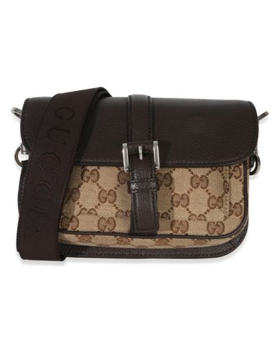 Pre-Owned Gucci мини-сумка через плечо с пряжкой из бежевого полотна GG Supreme Canvas
