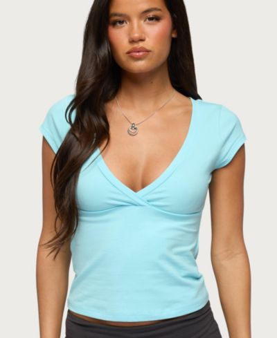 Edikted Women's Penelopy Overlap V Neck T Shirt