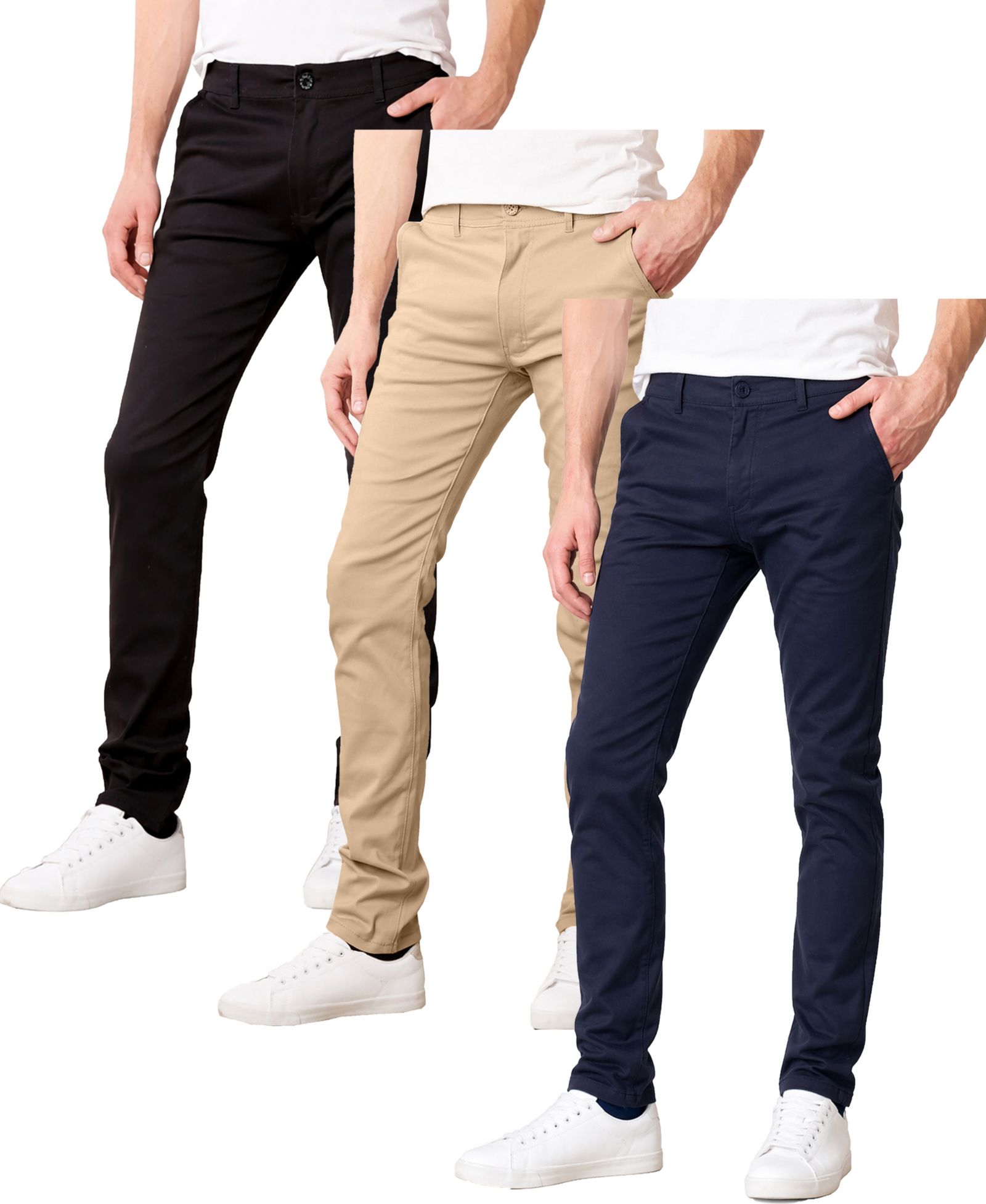 Мужские брюки Galaxy By Harvic Super Stretch Slim-Fit Chino, 3-Pack