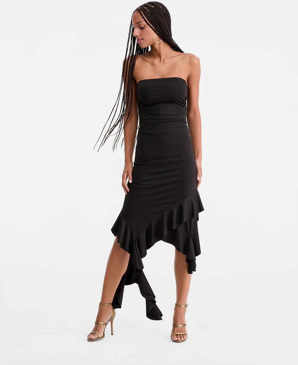 Платье KATIA RAE Women's Strapless Ruffled Asymmetric Midi