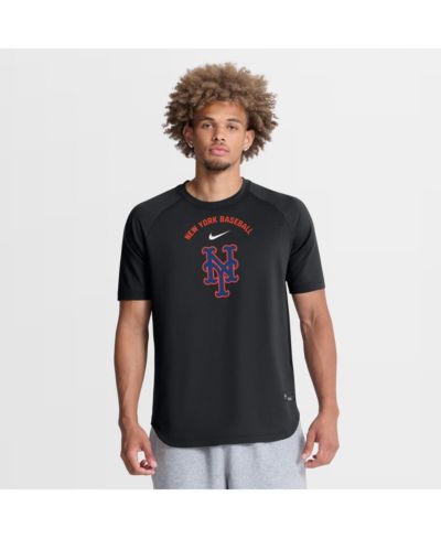 Nike Men's Black New York Mets Authentic Collection Batting Practice Pre-Game Raglan Dri-FIT T-Shirt