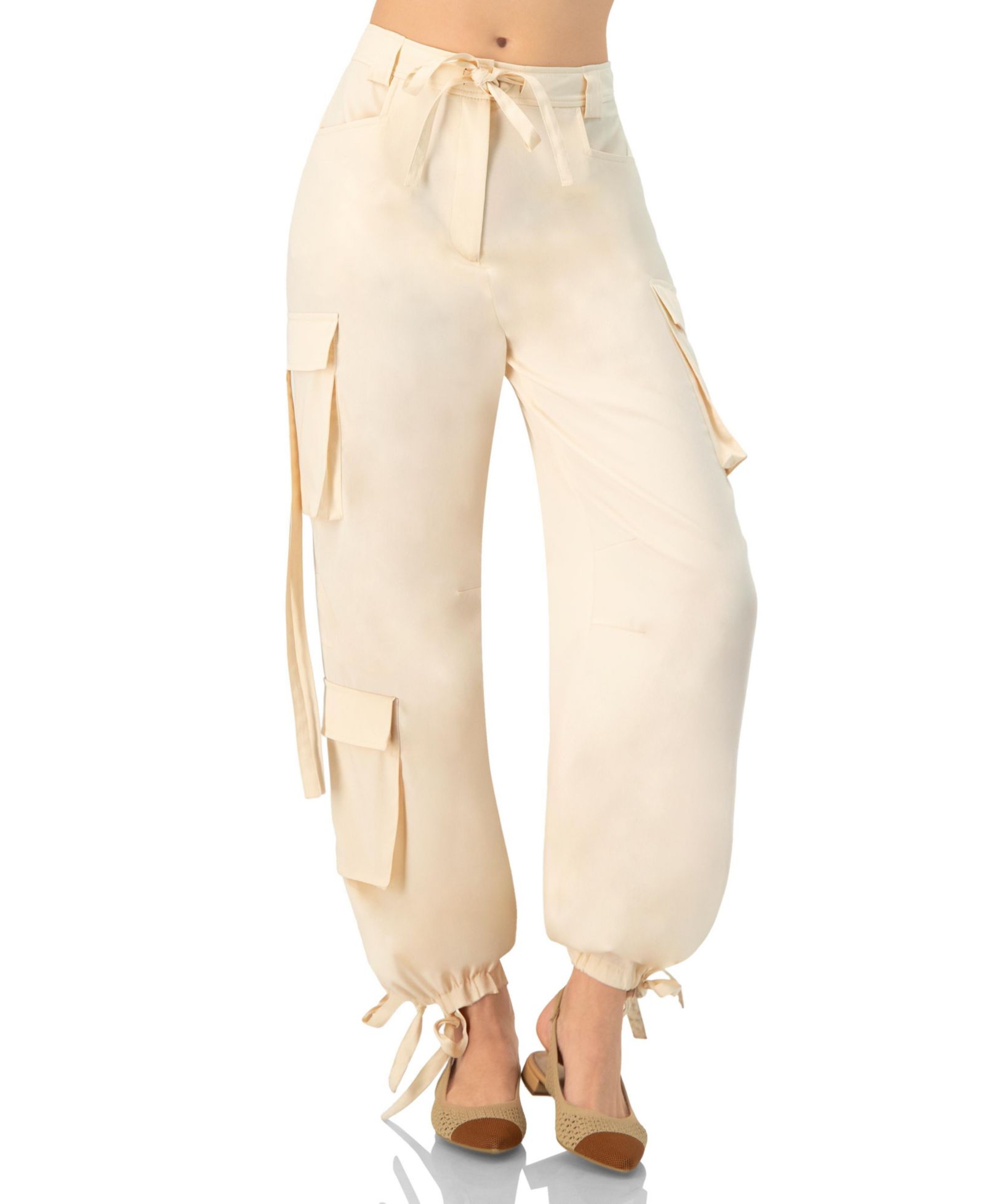 Ivonne Women's Solid Cargo Pants with Straps