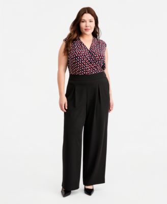 Anne Klein Plus Size Pleat-Front Wide Leg Pants
