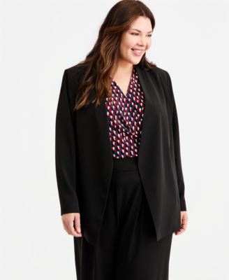 Anne Klein Plus Size жакет без воротника с открытым передом