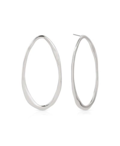 ETTIKA Silver-Tone Hammered Large Oval Earrings