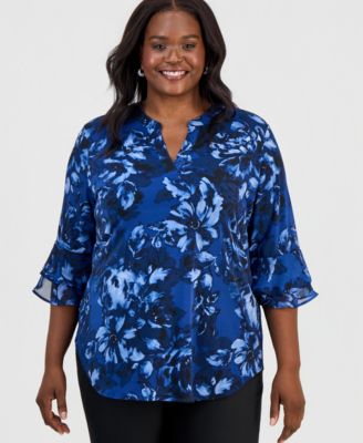 Топ Kasper Plus Size с принтом и рукавами-крылышками