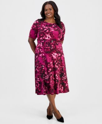 Kasper платье Plus Size с плиссировкой и поясом, фасон Fit & Flare