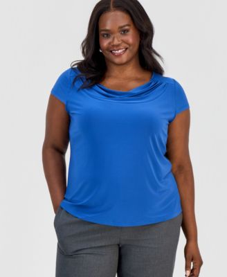 Kasper Plus Size Блузка с вырезом Cowl-Neck и коротким рукавом