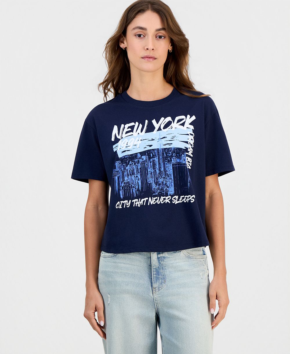 Детская укороченная футболка Rebellious One New York Skyline Graphic Crop Tee