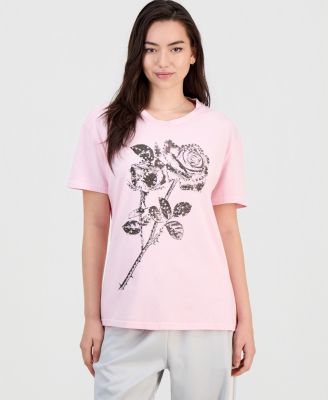 Детская футболка Rebellious One Rose Mineral-Wash Rhinestone Short-Sleeve