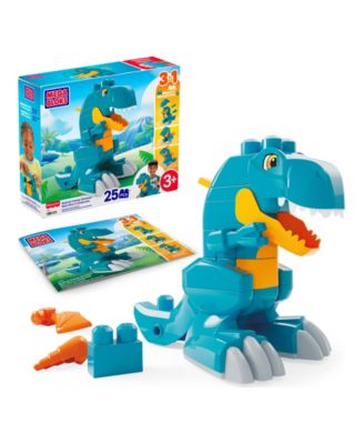 Mega Bloks Fisher-Price Build & Chomp Dinosaur with Rolling Wheels, 25-Piece Building Set