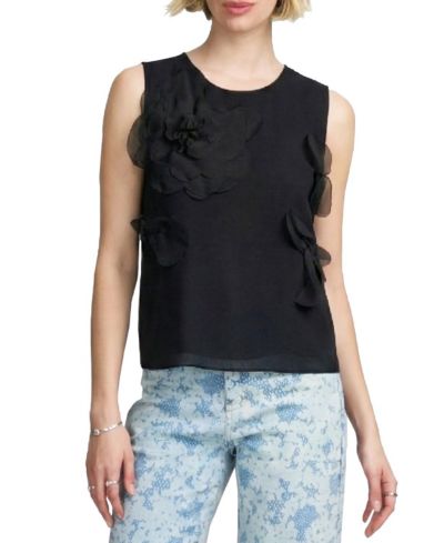 ELLE Collection Women's Floral Applique Shell