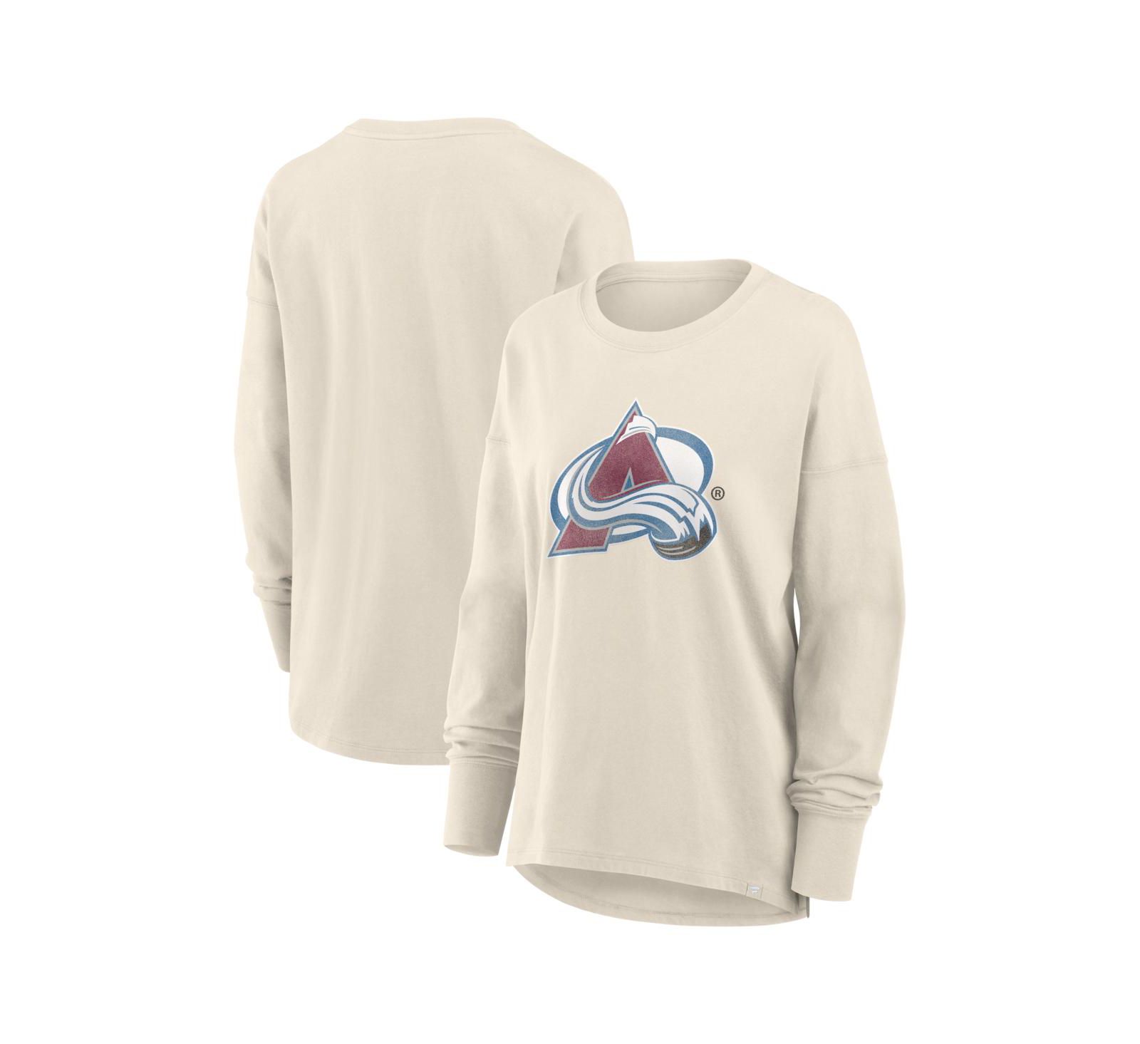 Fanatics Women's Cream Colorado Avalanche Distressed Logo Long Sleeve T-Shirt