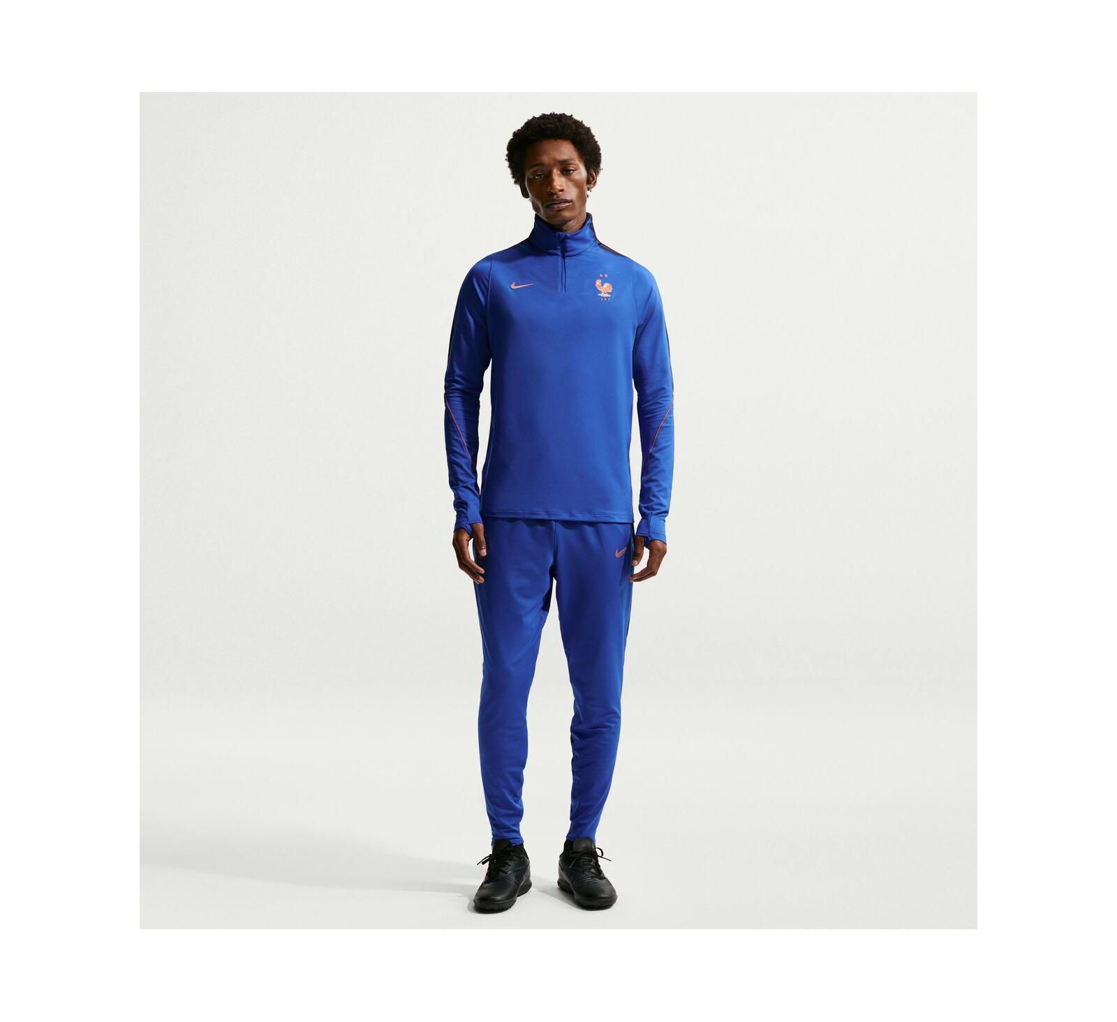 Nike Мужской топ France National Team 2026 Strike Dri-FIT Quarter-Zip синего цвета