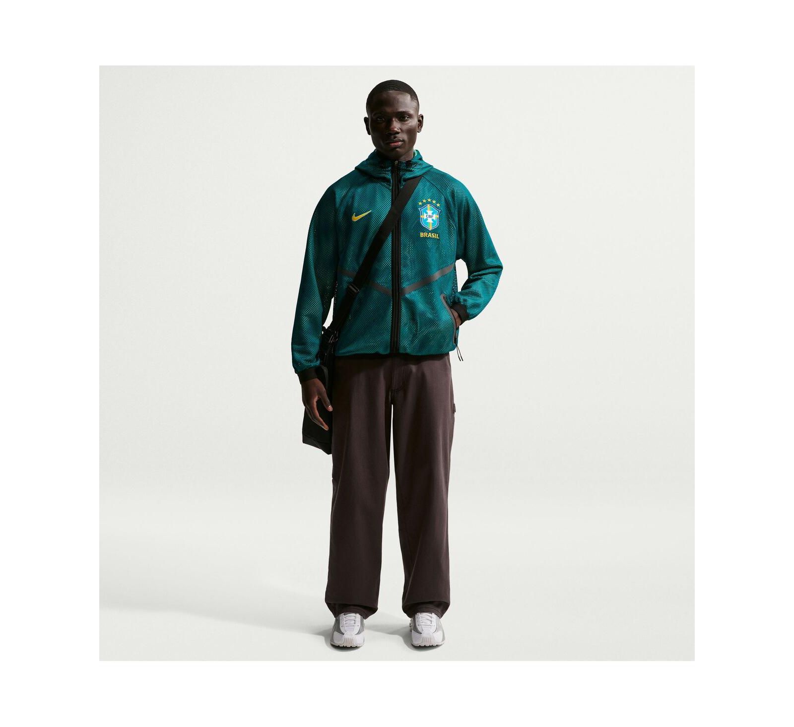 Nike Men's Green Brazil National Team 2026 Anthem Mesh Dri-FIT Full-Zip Hooded Jacket