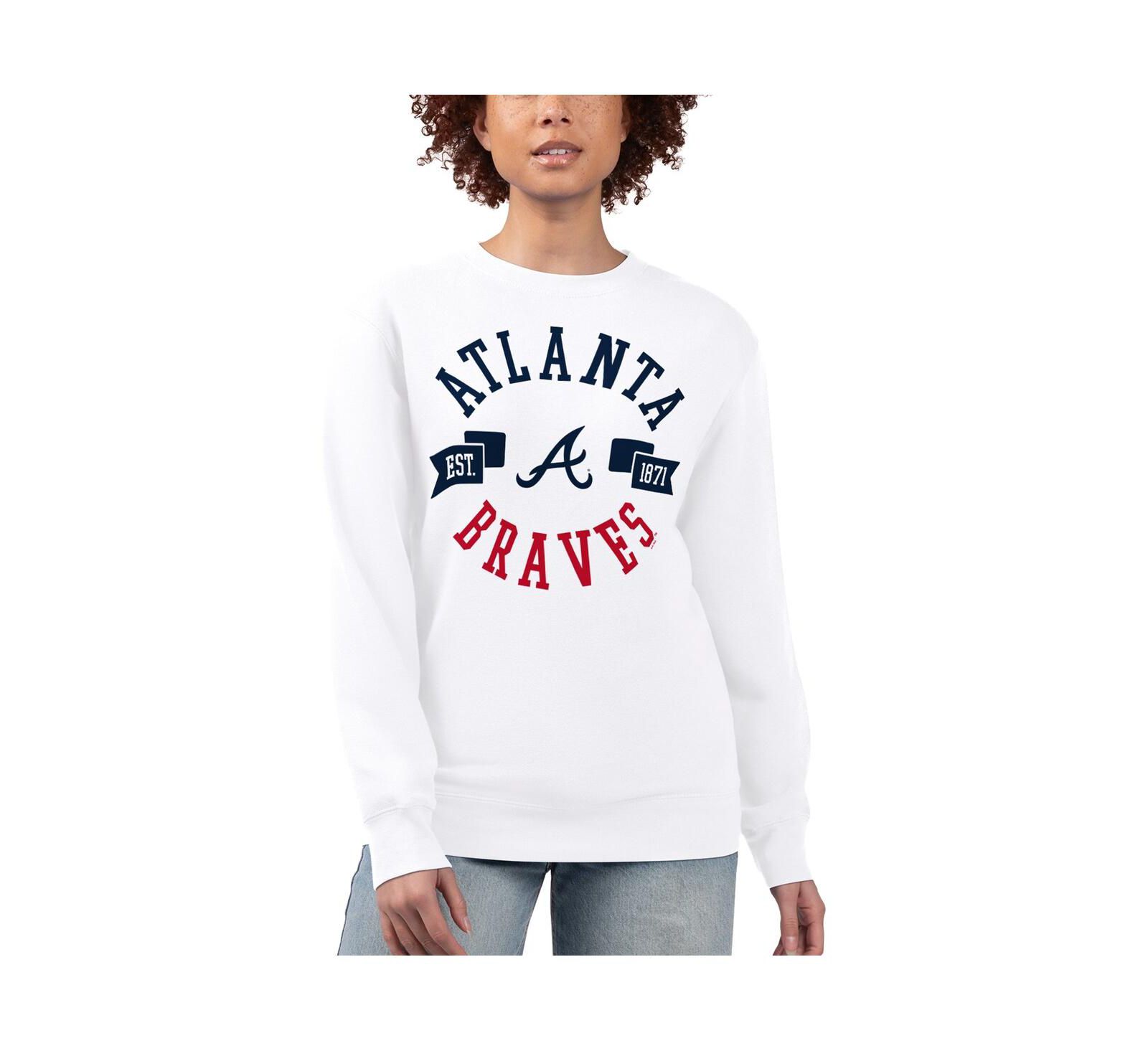 Свитшот G-III 4Her by Carl Banks Women's White Atlanta Braves Team Logo Fleece Pullover