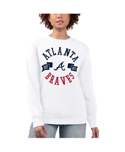 Свитшот G-III 4Her by Carl Banks Women's White Atlanta Braves Team Logo Fleece Pullover