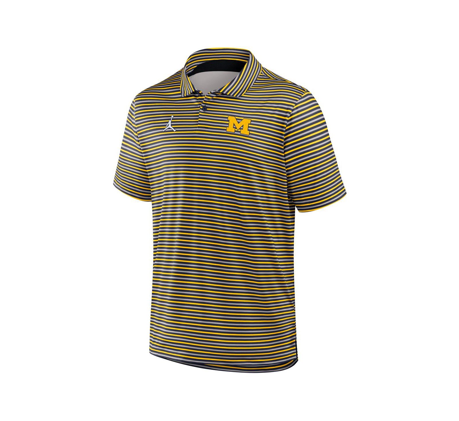 Jordan Men's Maize Michigan Wolverines 2025 Coaches Premium Tour Stripe Dri-FIT Polo Shirt