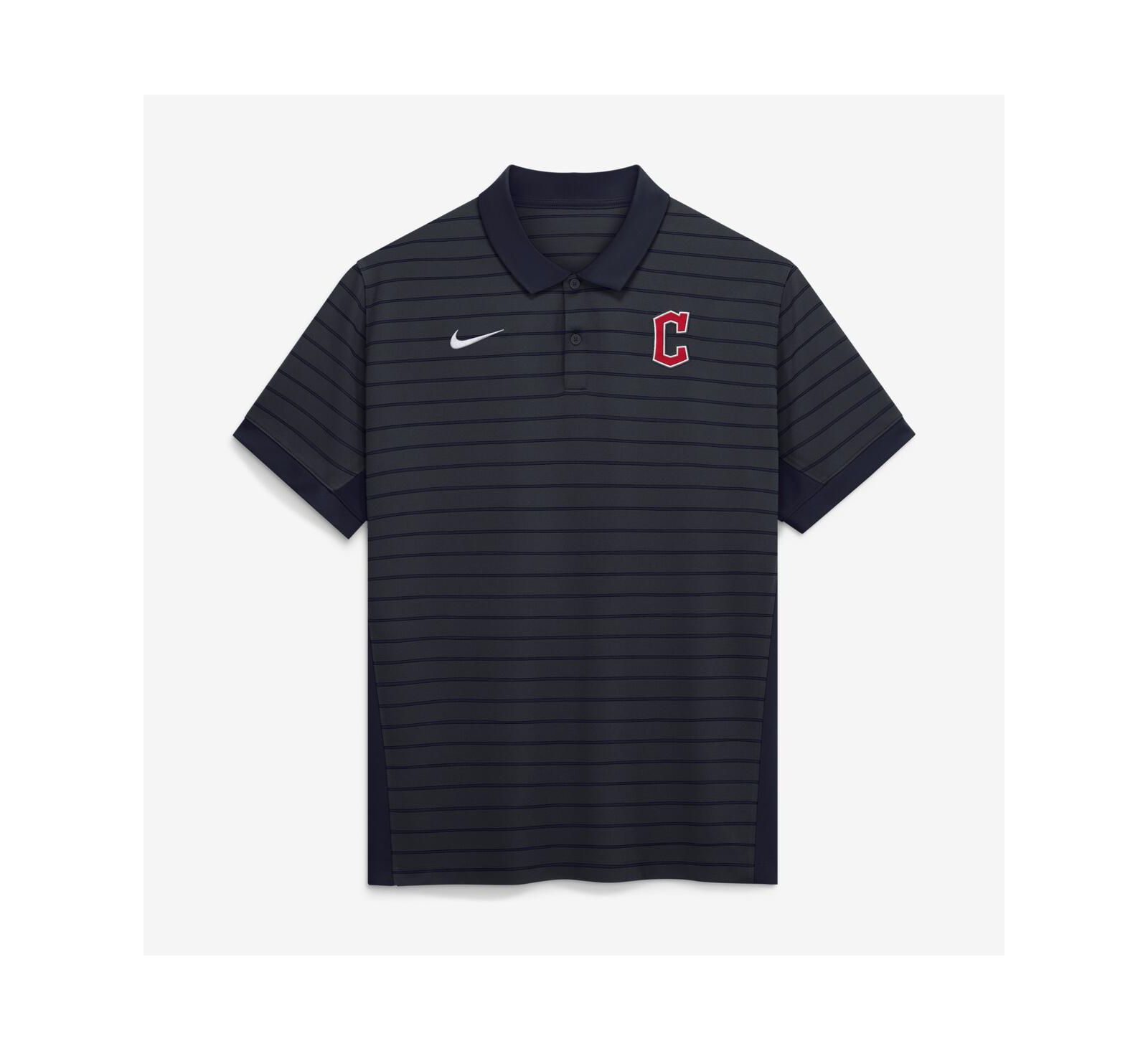 Nike Men's Navy Cleveland Guardians Authentic Collection Striped Victory Dri-FIT Polo Shirt