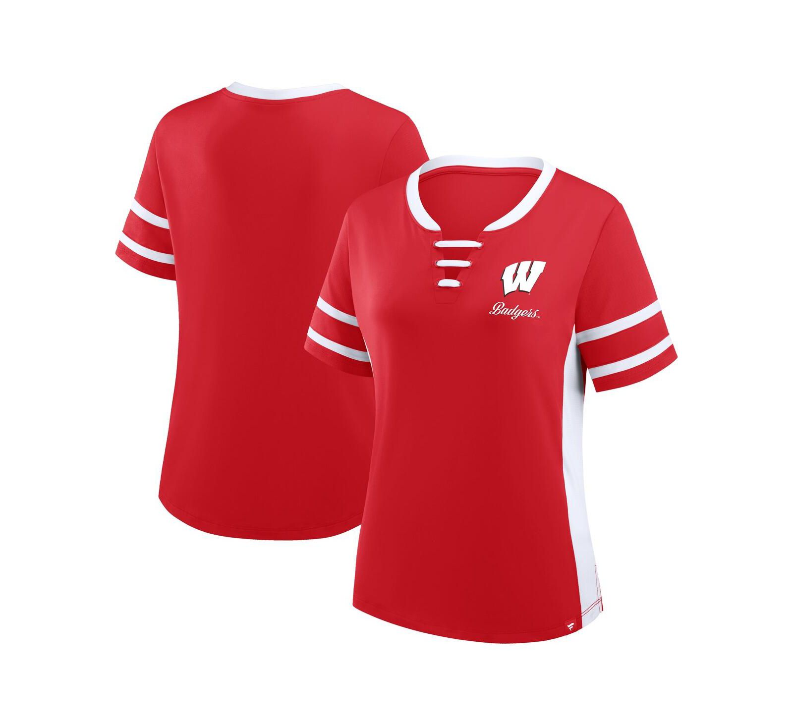 Женская футболка Fanatics Wisconsin Badgers Be Fearless Athena с завязками, красная/белая