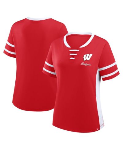 Женская футболка Fanatics Wisconsin Badgers Be Fearless Athena с завязками, красная/белая