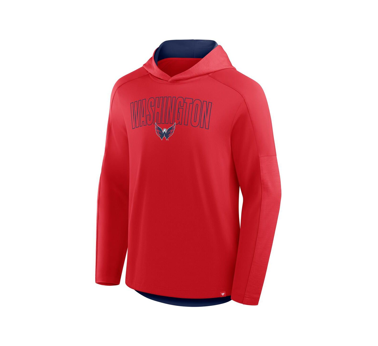 Мужская длинно рукавная футболка-худи Fanatics с принтом Washington Capitals, красный цвет