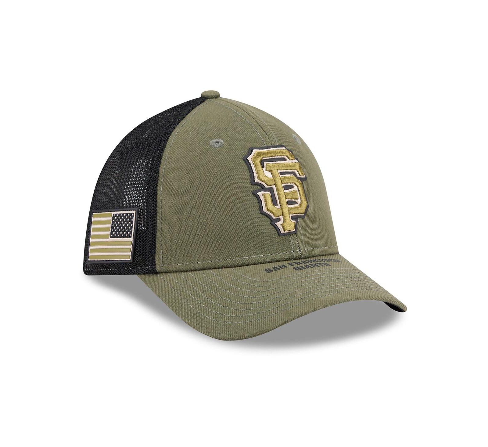 Мужская кепка New Era Olive San Francisco Giants 2026 Armed Forces Day 39THIRTY M-Crown Flex Hat