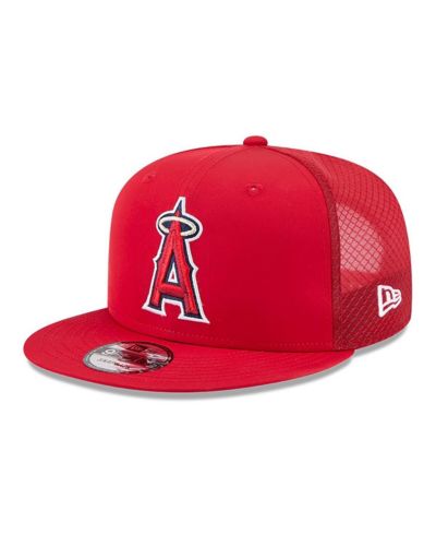 Мужская кепка New Era Red Los Angeles Angels 2026 Batting Practice 9FIFTY Snapback