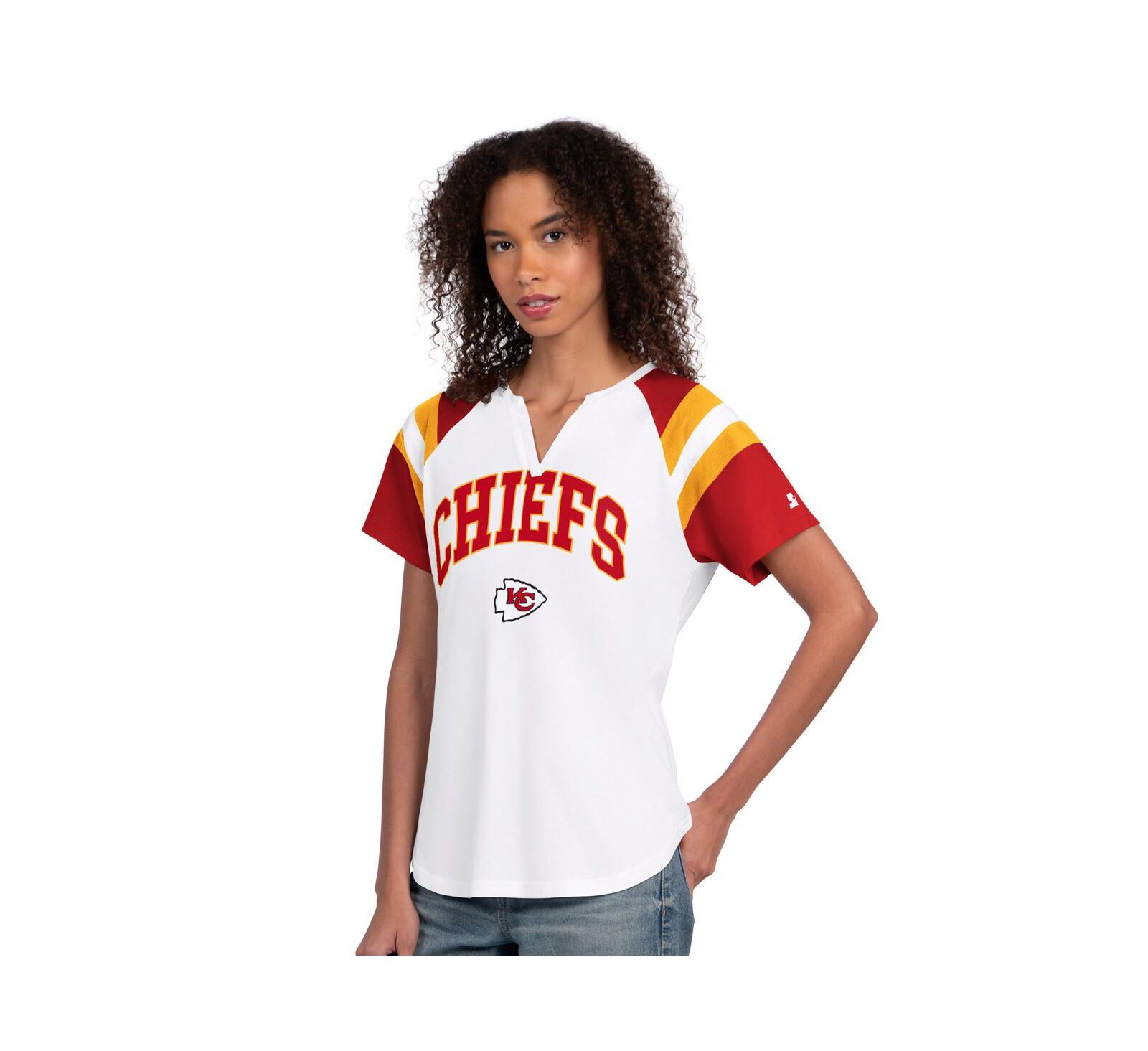 Женская белая футболка Starter Kansas City Chiefs Game On Notch Neck