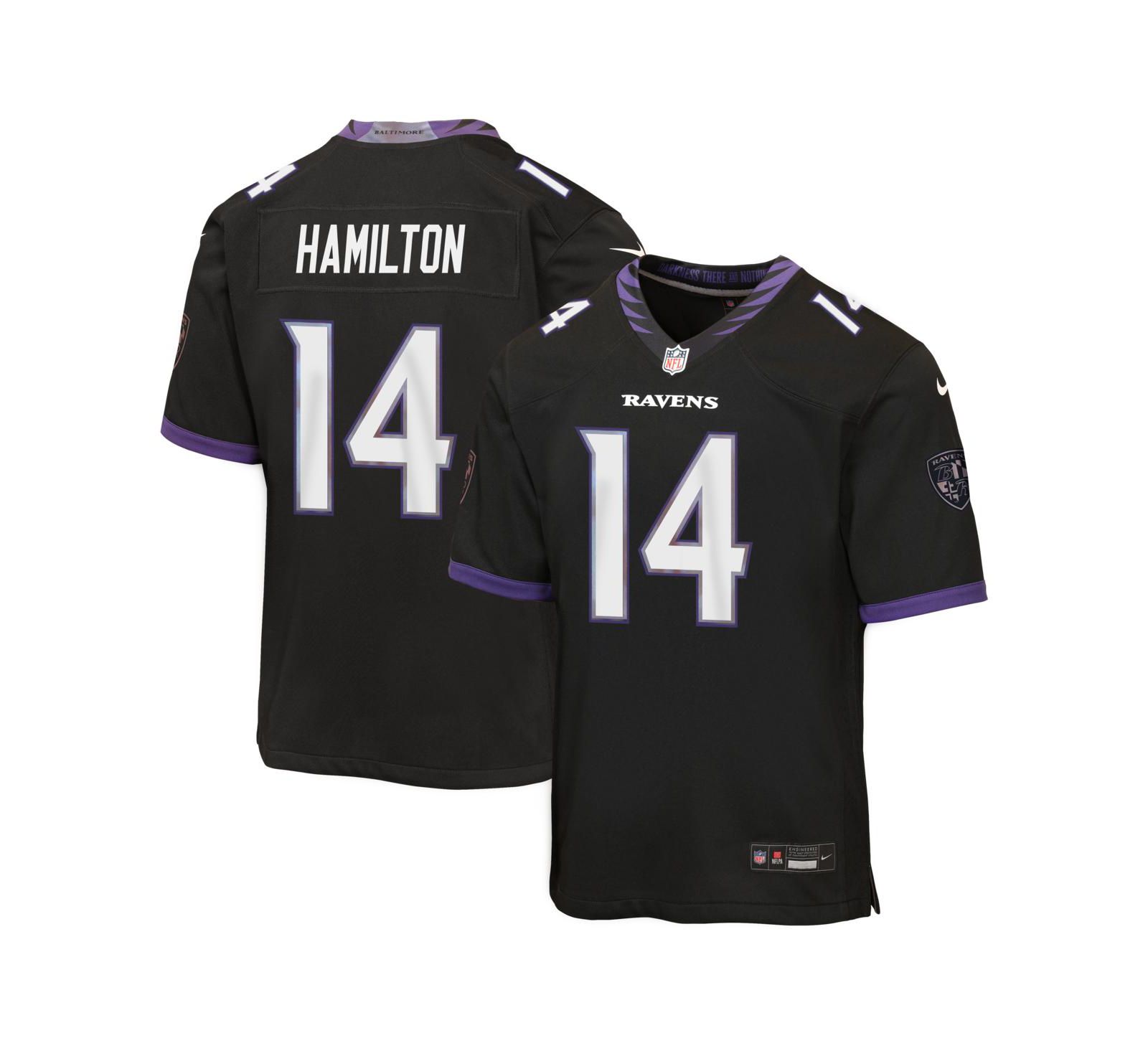 Детская игровая джерси Nike Kyle Hamilton Black Baltimore Ravens Alternate Game