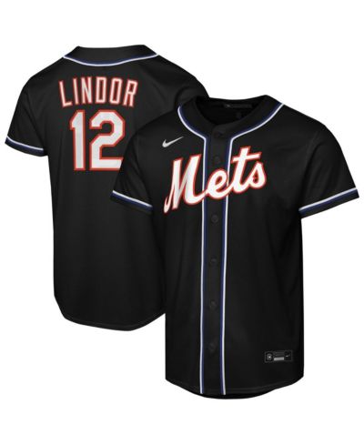 Nike Big Boys and Girls Francisco Lindor Black New York Mets Fashion Replica Player Jersey