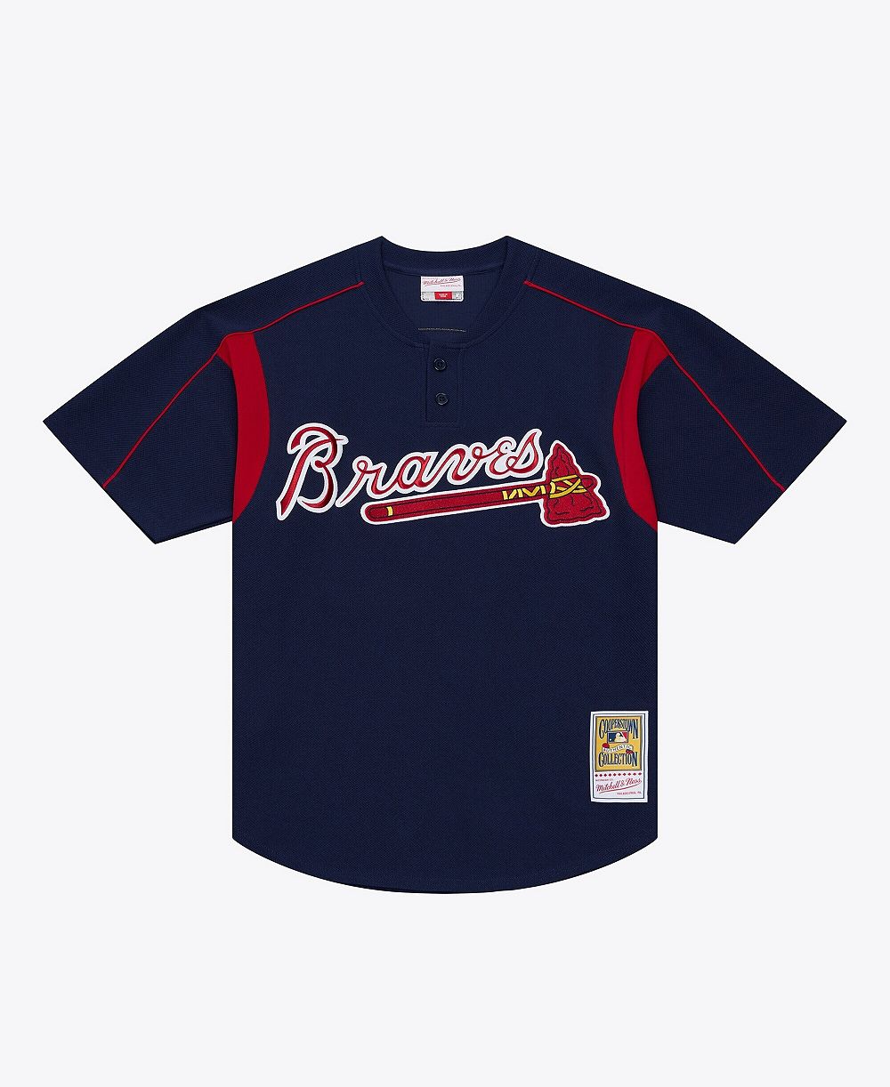 Мужская джерси Mitchell & Ness Navy Atlanta Braves Authentic Batting Practice