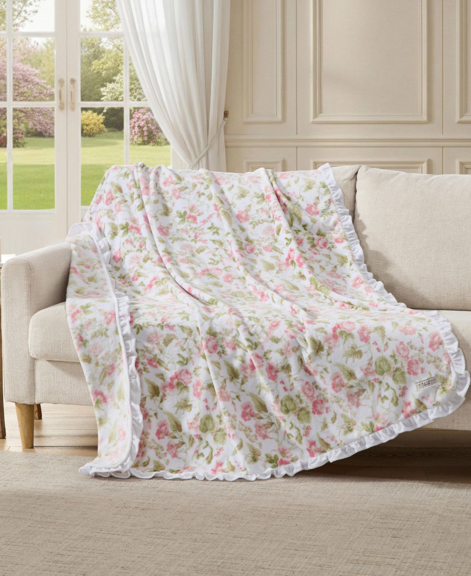 Двустороннее плед-покрывало Laura Ashley Morning Gloria с принтом, 70" x 50"
