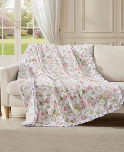 Двустороннее плед-покрывало Laura Ashley Morning Gloria с принтом, 70" x 50"