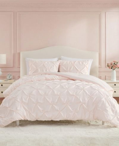 Laura Ashley Pintuck Solid Satin 3-Piece Comforter Set, King