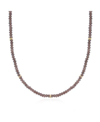 The Lovery Smoky Quartz Bead Necklace 14K Gold