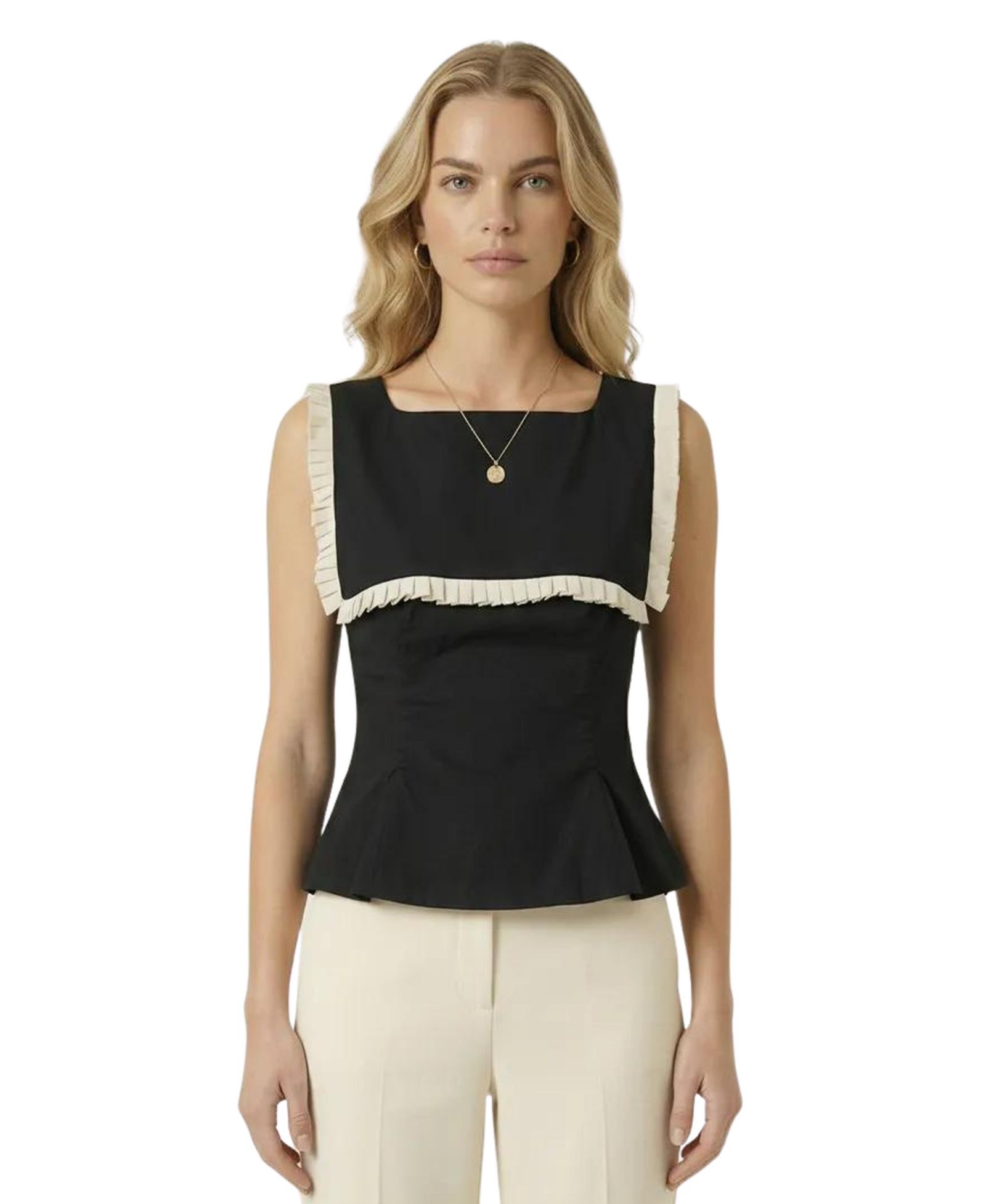 Женский топ Modenaire Sleeveless Ruffle-Trim Peplum
