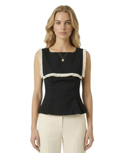 Женский топ Modenaire Sleeveless Ruffle-Trim Peplum
