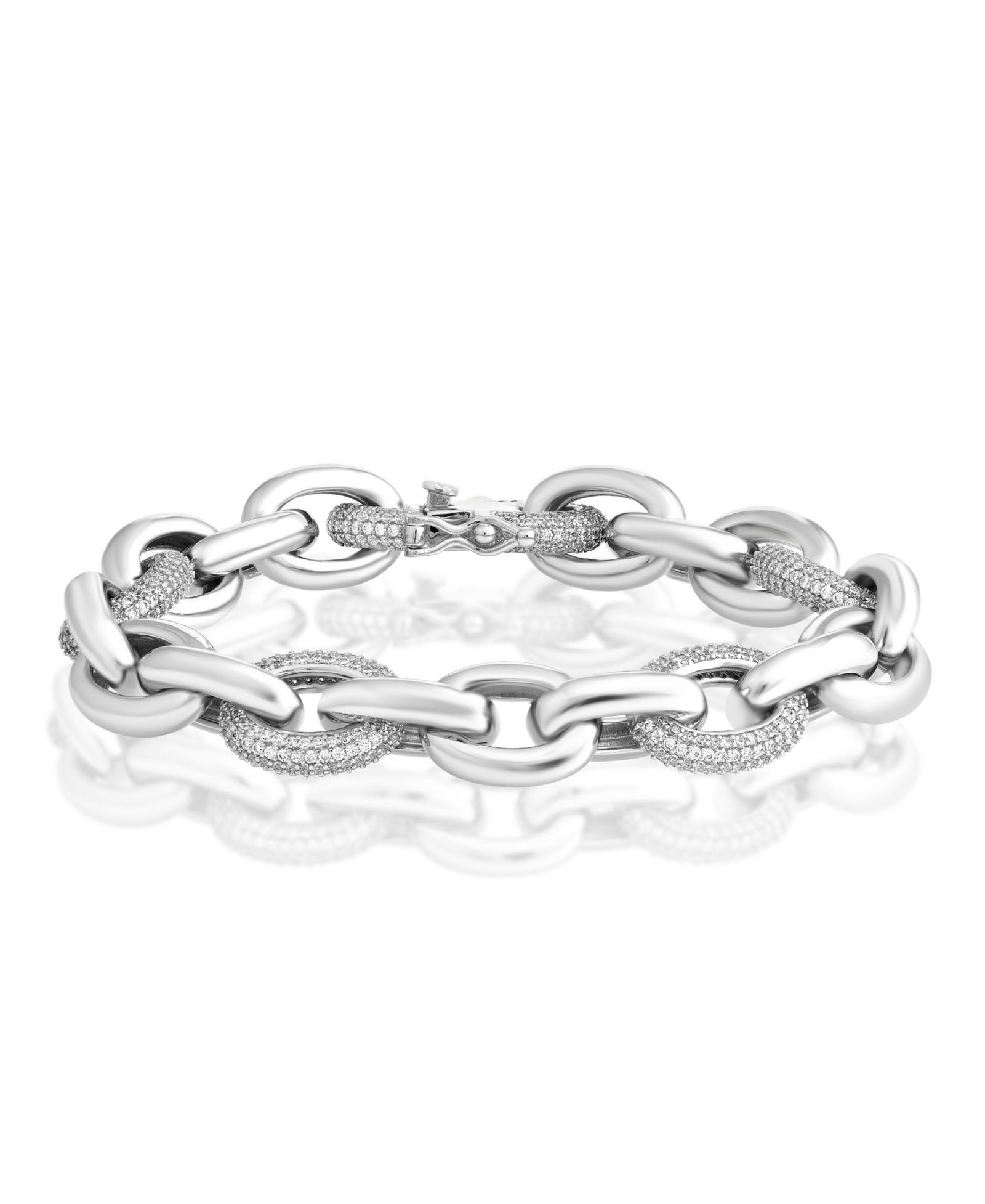 Браслет Simona Pave CZ and Polished Oval Link