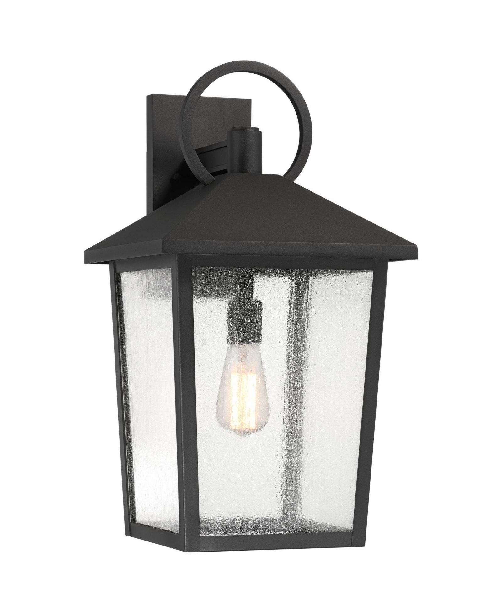 John Timberland Westmont 22" High Modern Outdoor Wall Light Fixture Mount Porch House Weatherproof Sand Black Aluminum Glass Shade