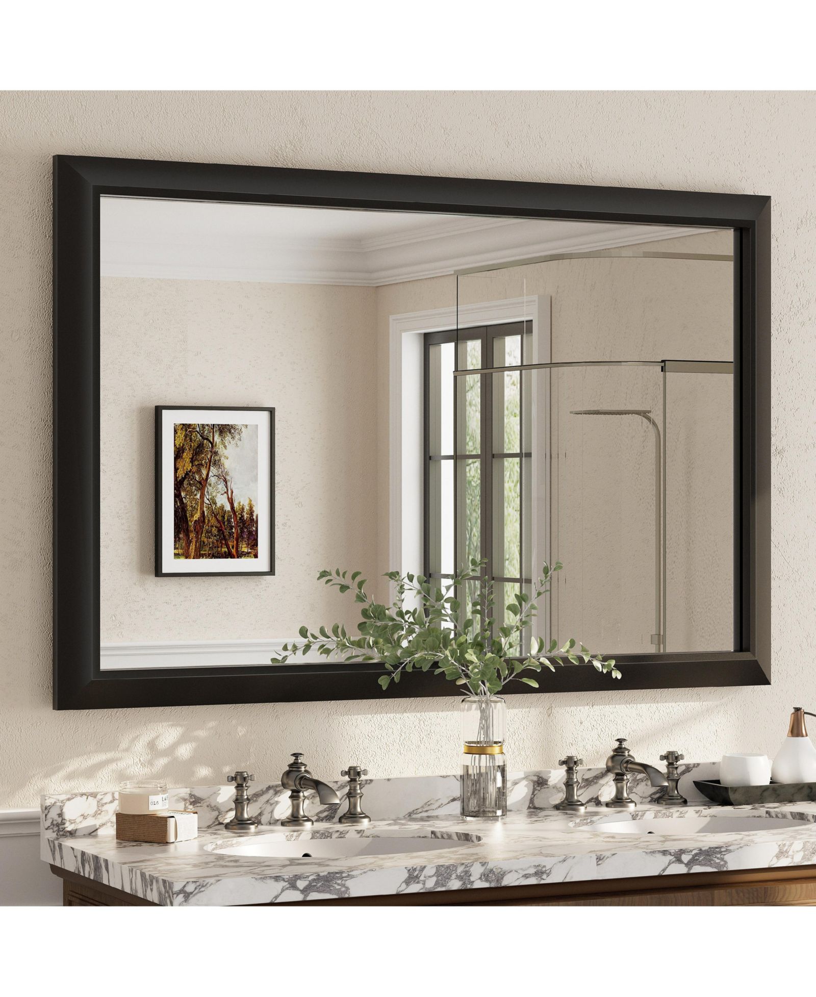 Apmir зеркало настенное в металлической раме 55" x 36" для спальни